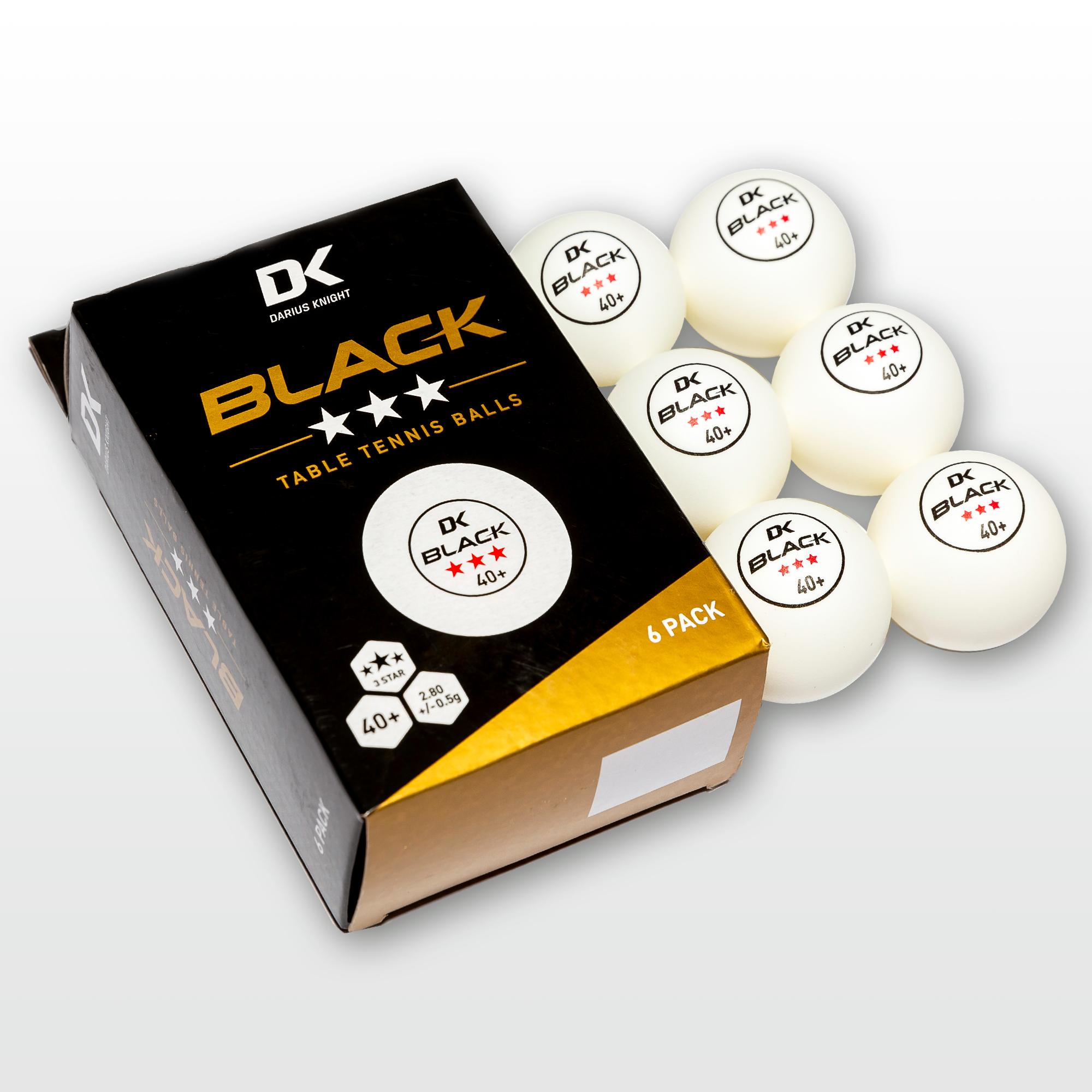 DK Black 40+ 3* Table Tennis Balls 6 Pack - DK Sports